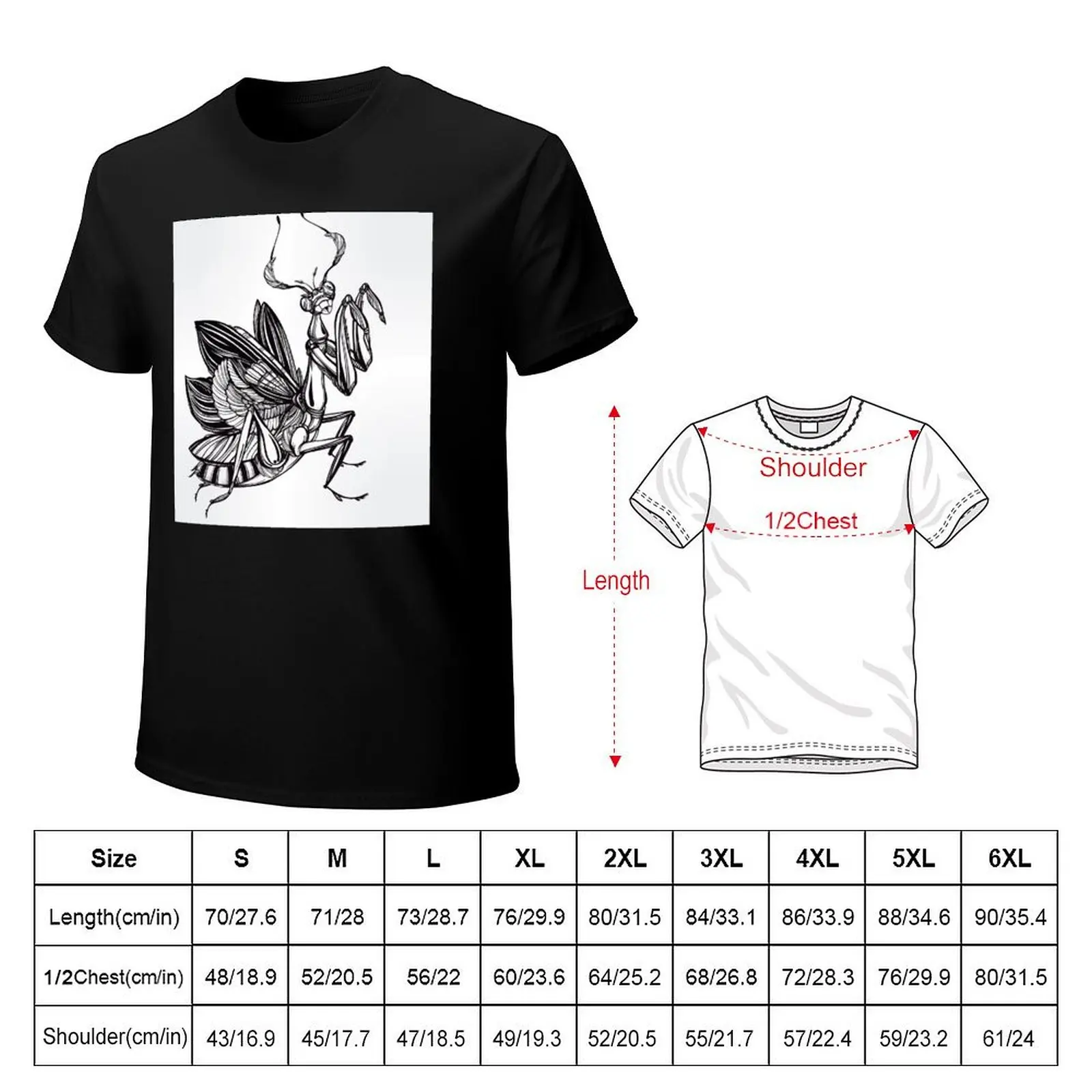 Praying Mantis Illustration T-Shirt Minimal Art Print T-Shirt