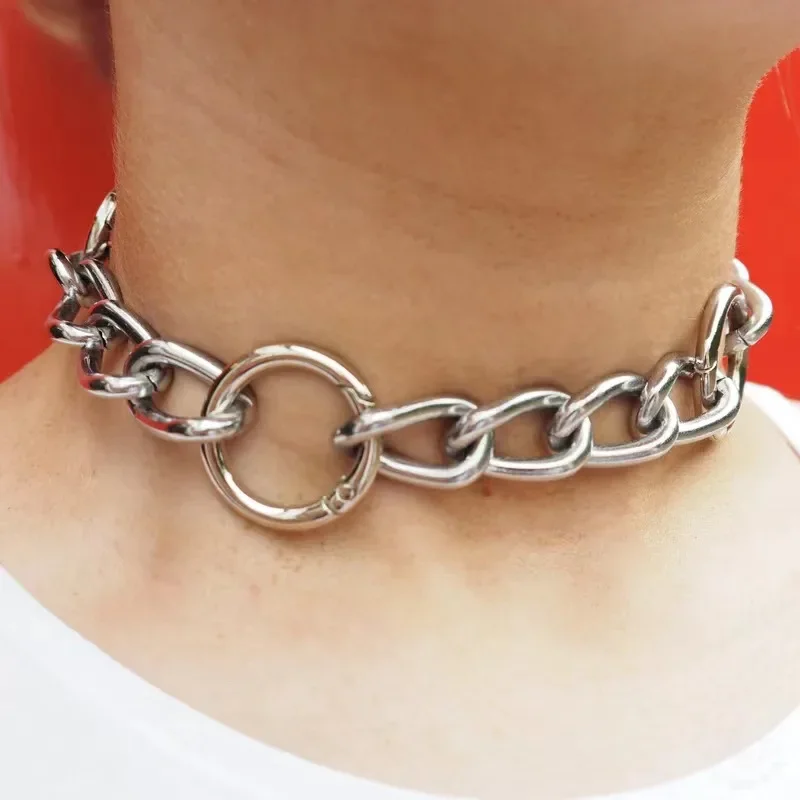 Hyperbole Minimalist Thick Clavicle Chains Choker Necklaces for Men Women Punk Rock Vintage Round Necklace Dancing Jewelry 2023