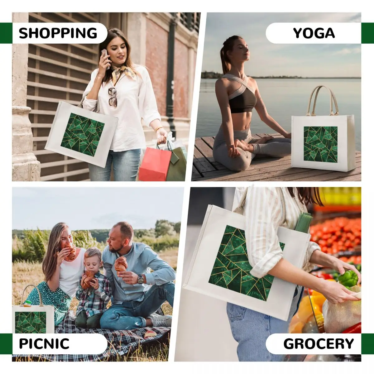 Deep Emerald Tote Bag Women's bags shopper bag women canvas Canvas shoulder bag