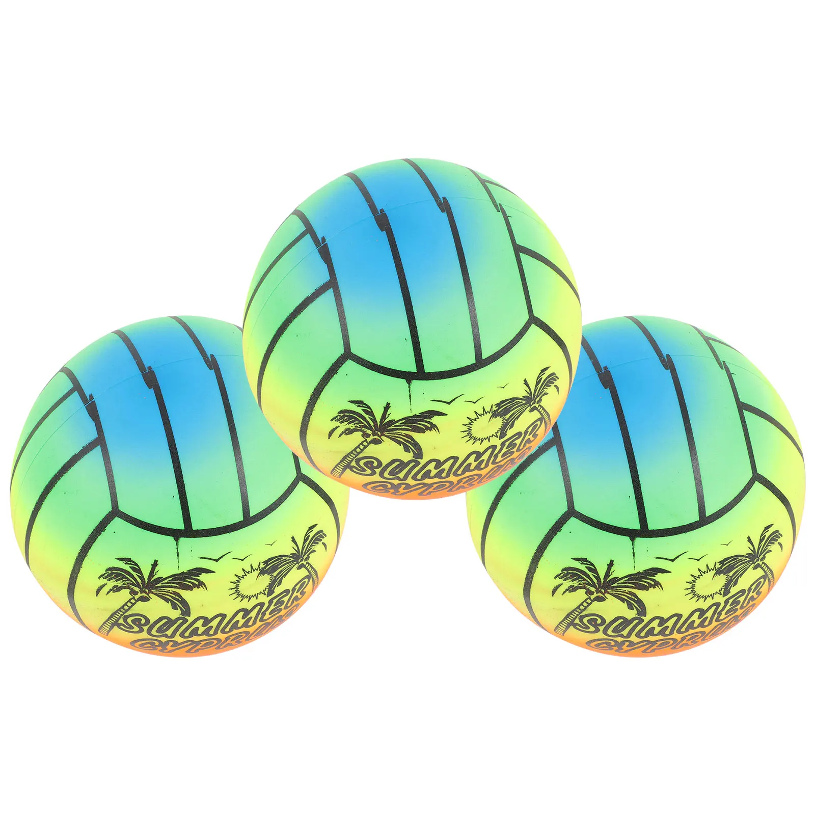 3개입 16cm 무지개색 탄성 PVC 그라데이션 볼 어린이 야외 활동 유아 해변 놀이터 소프트 볼 플래핑