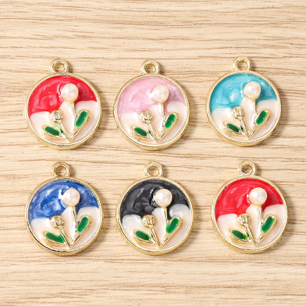 Tusember 10 Stück Emaille Mode Schöne Ölgemälde Perlen Schmetterling Blumen Anhänger Schmuckherstellung Zubehör – Detail 5