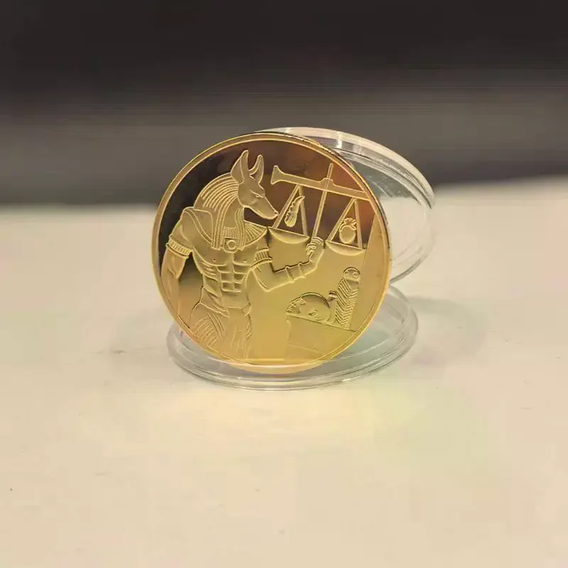 1 Piece Pyramid Dieb Pattern Commemorative Value Token Coin Ancient Egypt Anubis The  Of Death Gold Plated Coin