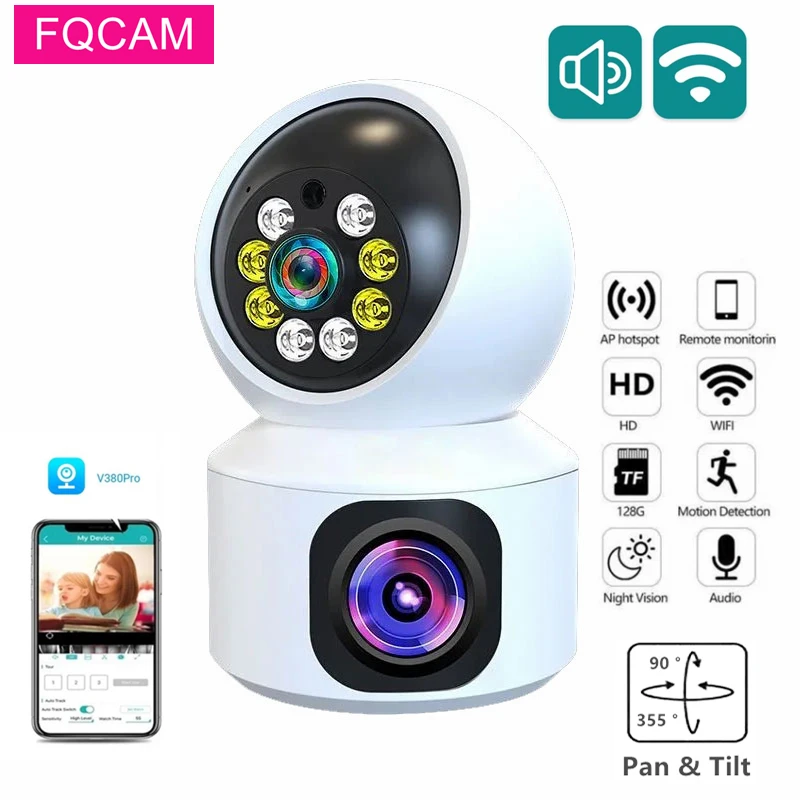 V380 Pro Dual Lens 4MP Wireless Dome Camera WIFI Home Smart Protection Wireless CCTV Indoor Camera Two Way Audio