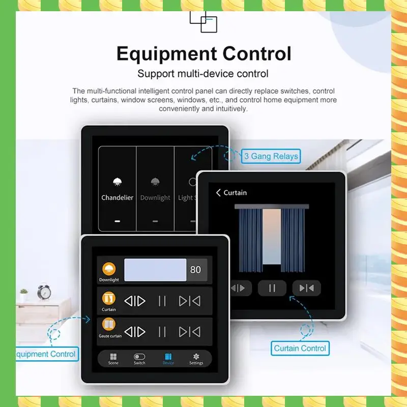 AB53 3X Tuya T3E Panel Switch Touch Screen Panel EU Smart Control Panel Switch Zigbee Smart Home Wall Push Light Switch,White