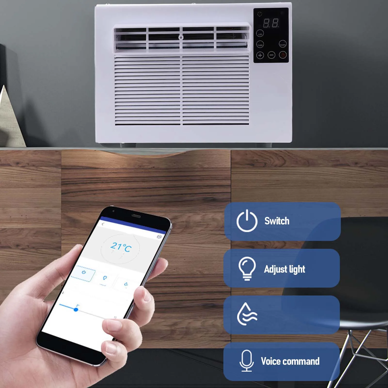 مكيف هواء صناعي صغير 3 سرعات قابلة للتعديل مكيف هواء محمول متعدد الاستخدامات وإزالة الرطوبة منخفض الضوضاء لـ RV #3