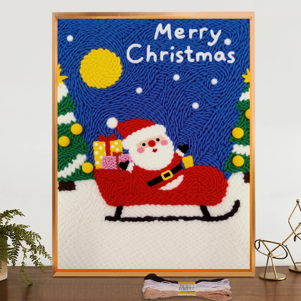 

Cross Stitch For Beginners Christmas Santa Claus Picture For Kids Bedroom Wall DIY Tools Cartoon Printed Canvas Holiday Gifts