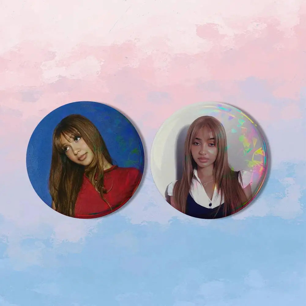 Singer V-Vicky PinkPantheress HD Print Round Lapel Pins Pretty Derby 2 piece set Round Display Brooches Brooch Badges