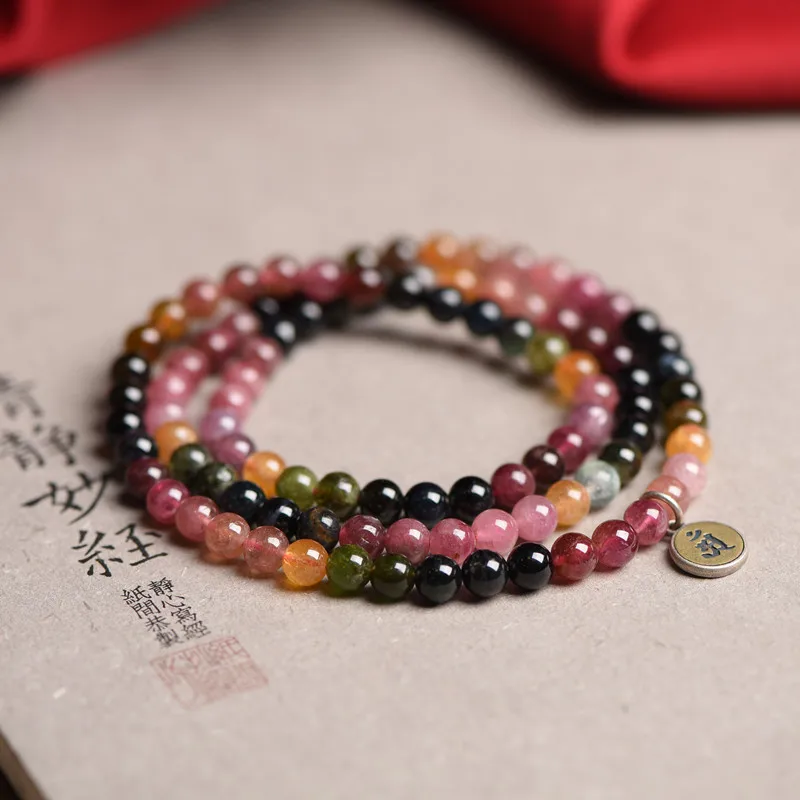 Rainbow Tourmaline Bracelet 5.5mm Multi-Circle Diy