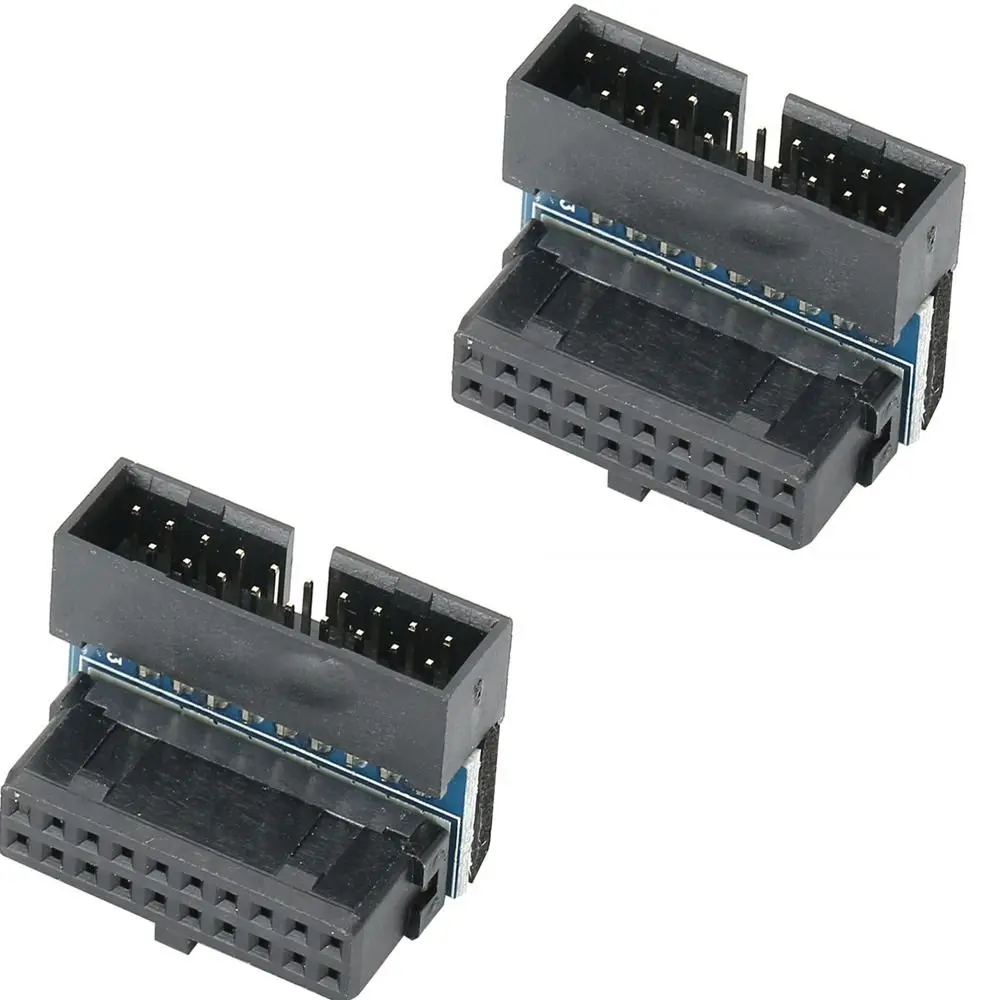 Adaptador USB 3.0 en Ángulo de 90 Grados para Placa Base, USB 3.0 Negro de 19/20 Pines, Adaptador USB Macho a Hembra para Placa Base