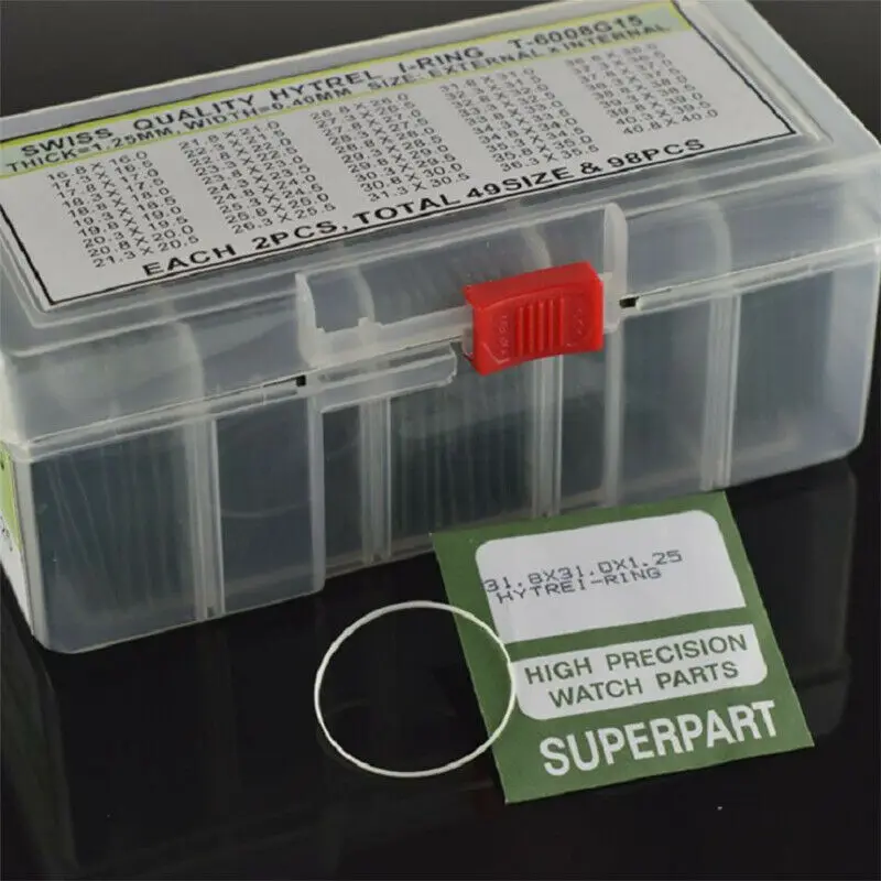 

98Pcs 1.25mm Assorted Waterproof O-ring Gasket For 1.5mm Thick Round Watch Crystal Glass Watch Repair Accessories