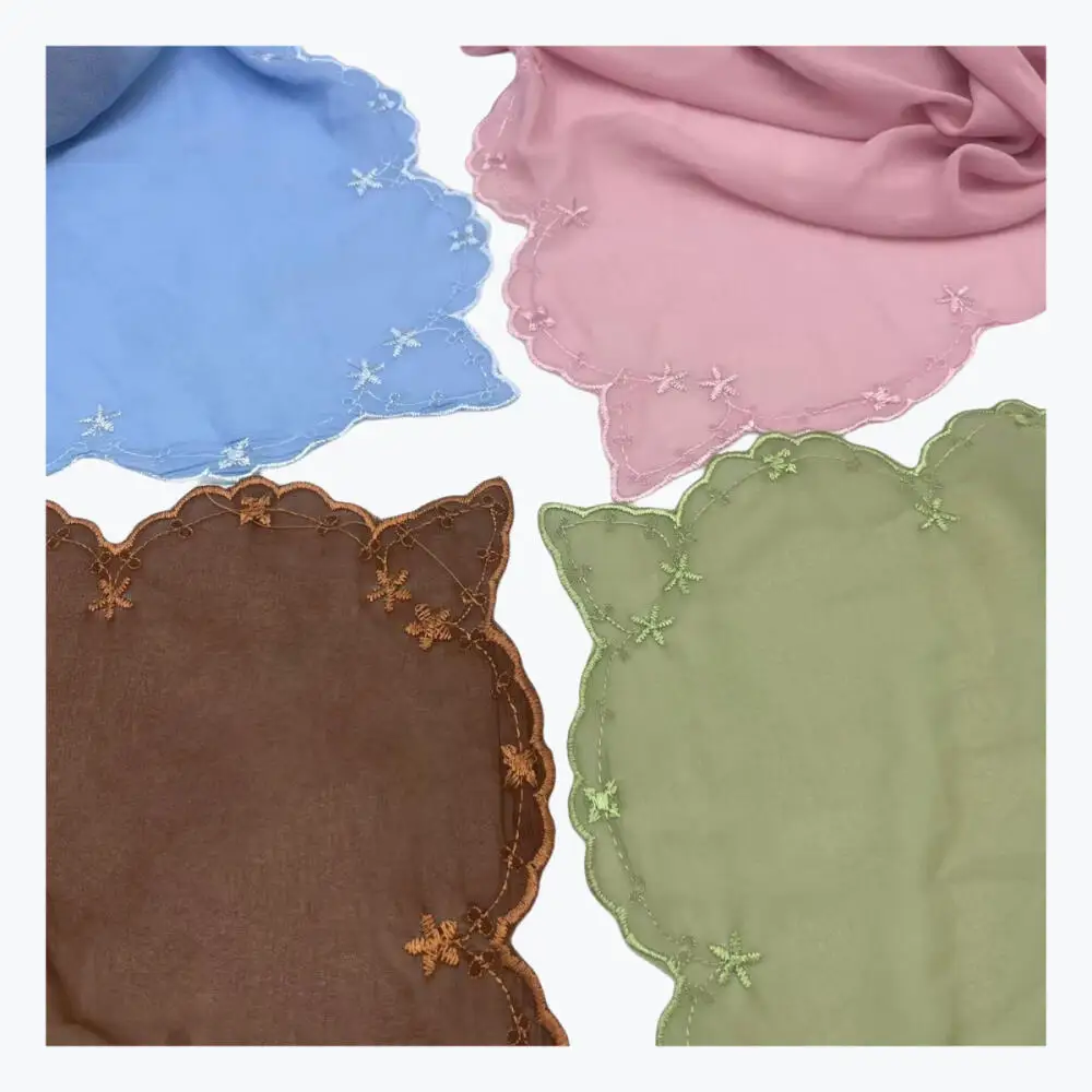 Organza Lace Embroidered Tudung Shawl, Elegant Lightweight Scarf for Women Daily Multi Occasion Fashion Accessories
