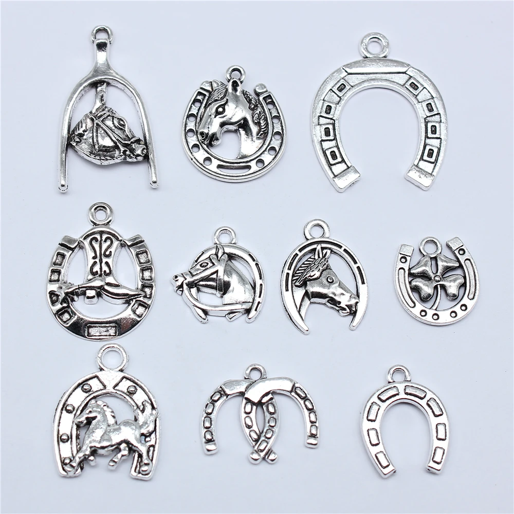 10 sztuk Lucky Horseshoe Horse Shoe Charms do tworzenia biżuterii Antyczna biżuteria DIY Handmade Craft