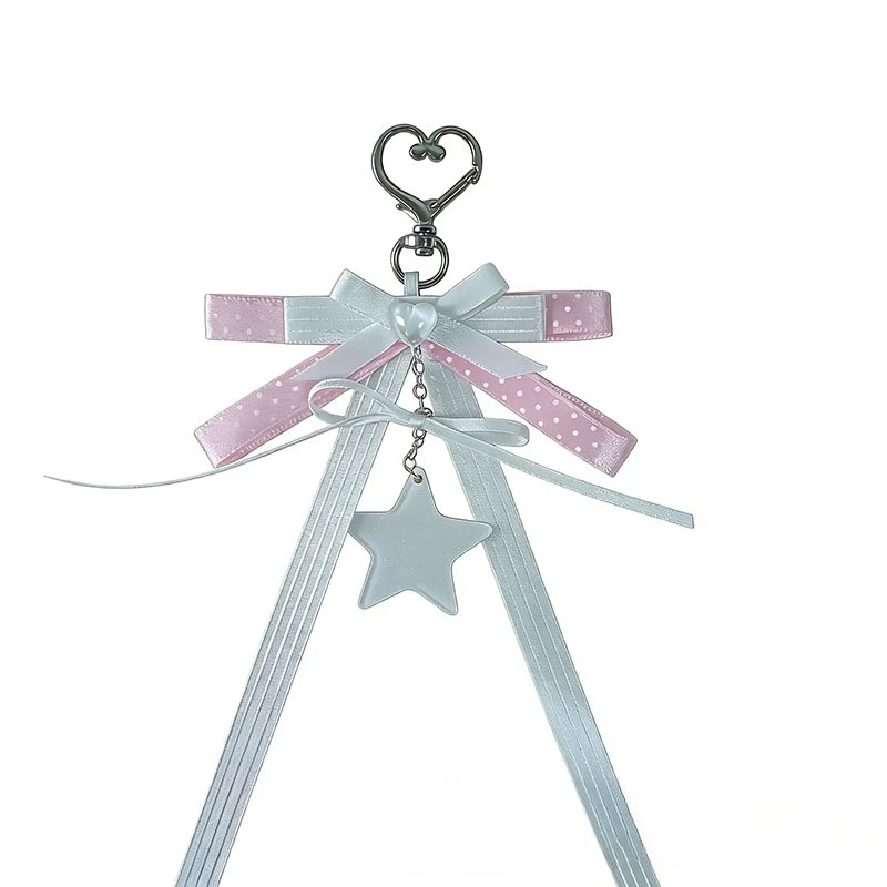 Ribbon Bow Ins Style Support Stick Keychain for Ita Bag Charm Decoration Material with PinFinished Pendant for Bag Zipper