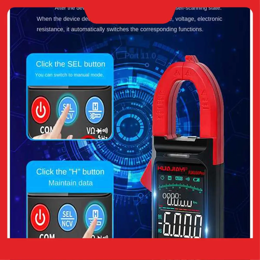 

HUAJIAYI Fs8330pro DC/AC Current Digital Clamp Meter 6000 Counts 400A Multimeter Car Hz Red-N38R