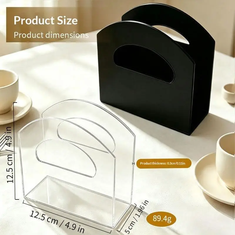 Space-saving Acrylic Napkin Holder U-shape Premium Tissue Organizer Creative Transparent Storage Stand Bar Supply