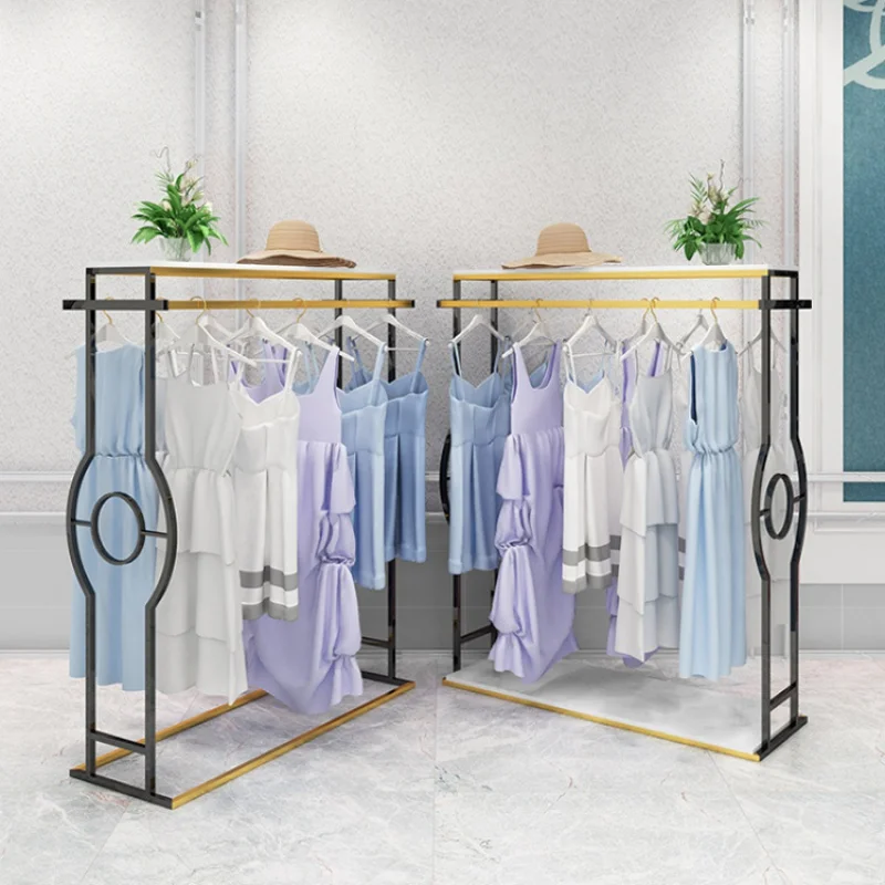 

Custom, Boutique Clothing Store Display Stand Decoration Metal Rack For Clothes Shop