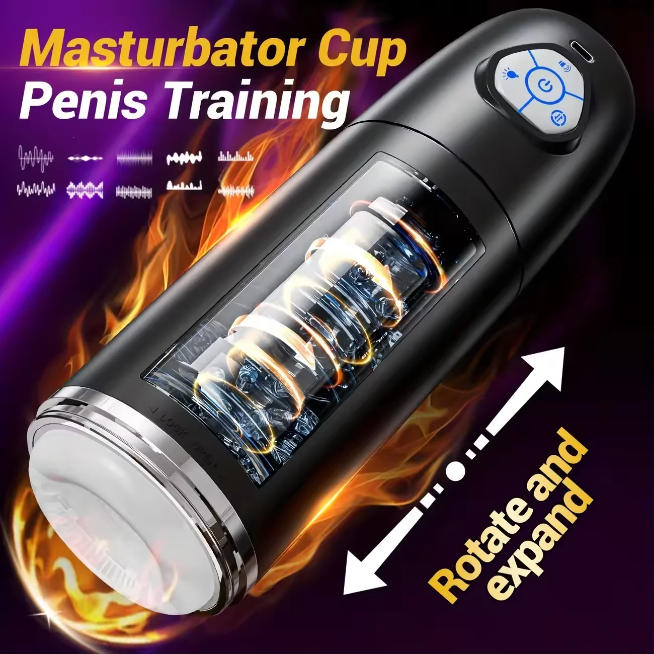 vibrating panty pornhub Leten Automatic Rotation Telescopic 4D Vagina Male Masturbator – honeysx main image 1