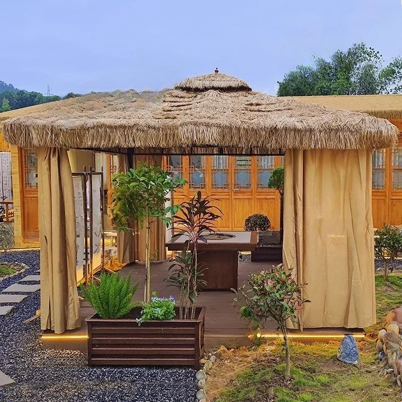 Outdoor thatched tent awning canopy open-air stall umbrella gazebo shed