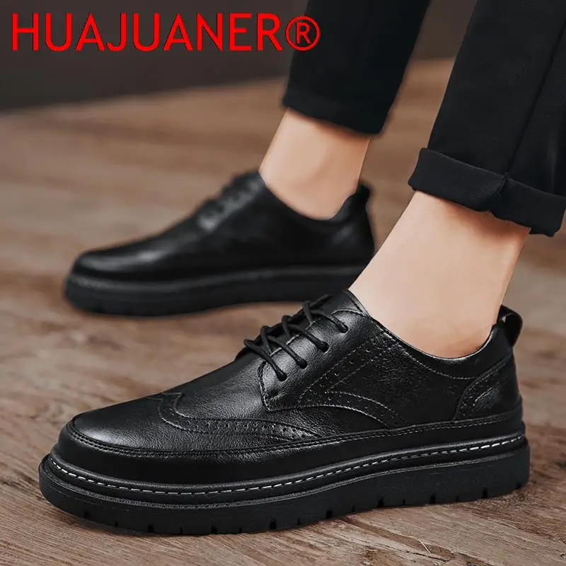 Genuine Leather Men Classic Business Formal Shoes British Style Brogue Shoes Men Oxford Dress Shoes 2026 New Casual Men's Shoes
