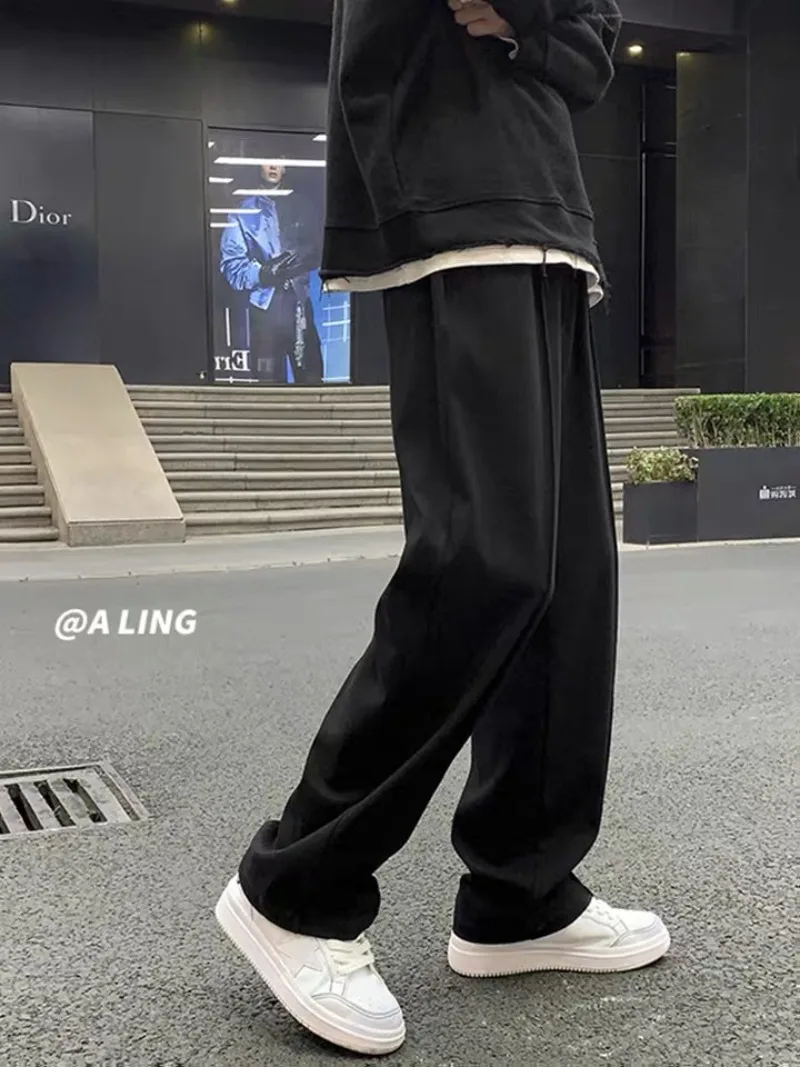 

Мужские повседневные брюки свободного кроя с прямыми штанинами Design Sense, легкие широкие спортивные штаны с текстурой на шнурке, мужские трендовые удобные