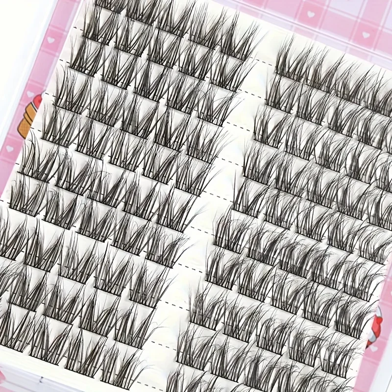 100 من المينك الرقيق والفوضوي مثل مجموعات الرموش + غراء الرموش + أداة تجعيد الرموش الخاصة - مكياج عيون سميك رموش فردية #2