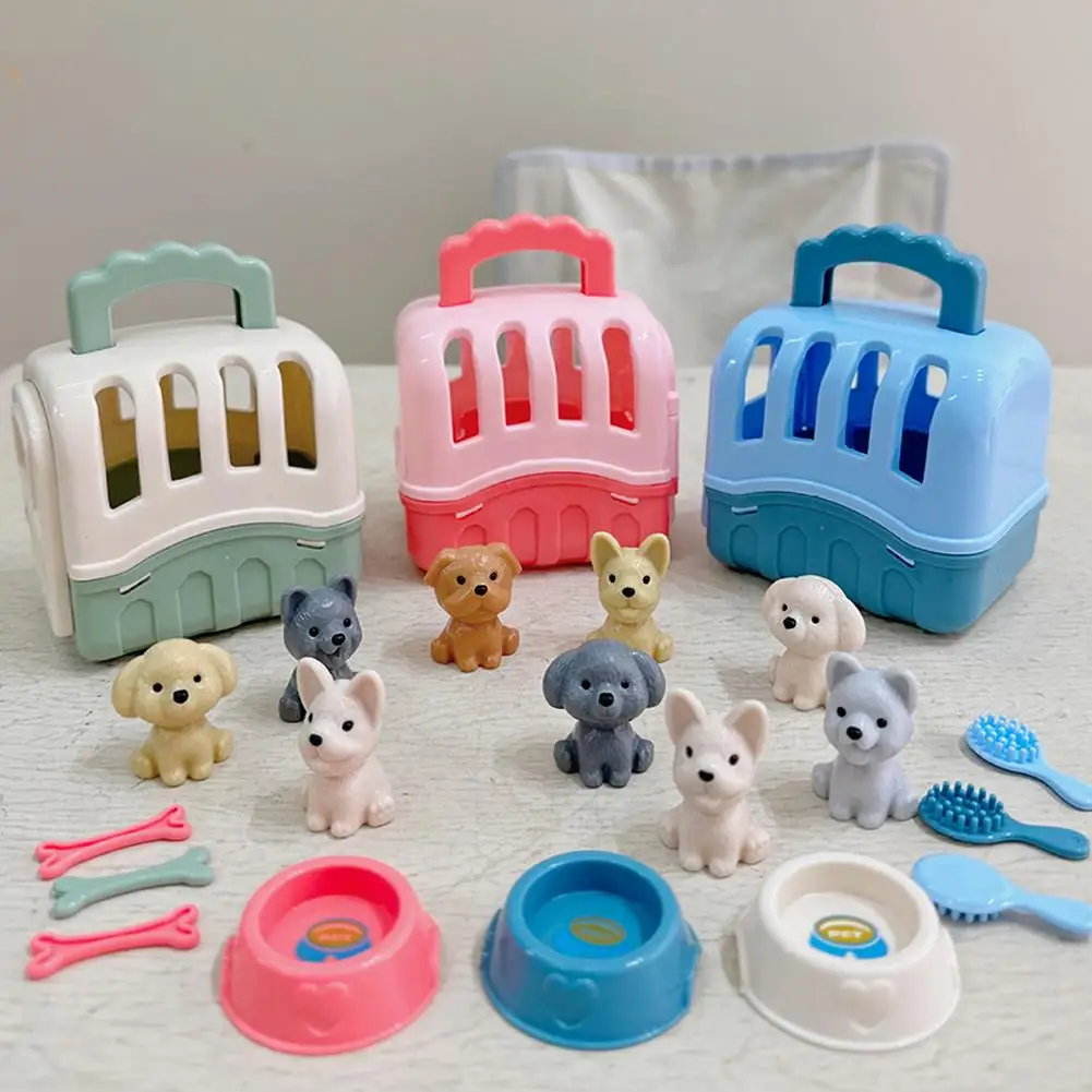 جديد لطيف جرو صغير التظاهر اللعب لعبة الحيوان الكلب دمية مجموعة الكلب سلة الحيوانات الأليفة زخرفة الاطفال اللعب الحواس البصرية المشهد اللعب حلية #4