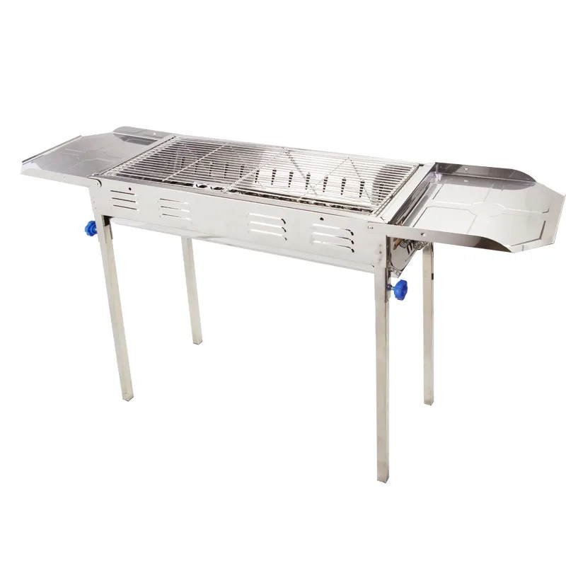 

Stainless steel thickened outdoor charcoal barbecue rack, household smokeless courtyard barbecue grill, full set of kebab tools