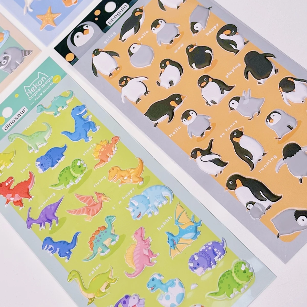 Korean Import Original NEKONI Penguin Dinosaur Ocean Animals 3D Stickers Scrapbooking Diy Journal Cute Stationery Sticker