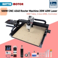 2-in-1 Model 500W 3 Axis GRBL DIY CNC 4540 Router Milling Engraving Machine MDF Table With 10W 20W 40W Laser Touch Controller