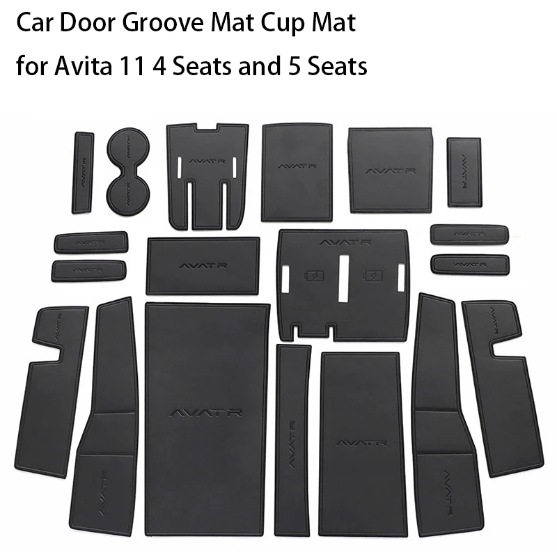 Car Door Groove Mat Cup Mat for Avita 11 4 Seats and 5 Seats Center Console Storage Box Mats Auto Gate Slot Cup Holder Pad