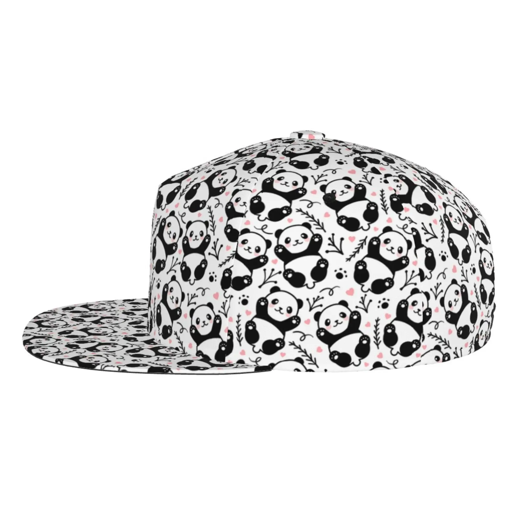 Gorra de béisbol con estampado de dibujos animados de Panda para adultos y adolescentes, gorro de béisbol con visera plana, Snapback, Hip Hop, ajustable, talla única, todas las estaciones