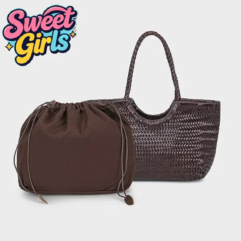

Lady Handbags Women's Genuine Leather Shoulder Bag Weaving Casual Shopping Bag Vintage Big Tote Purse Cowhide Cross Hand Bags