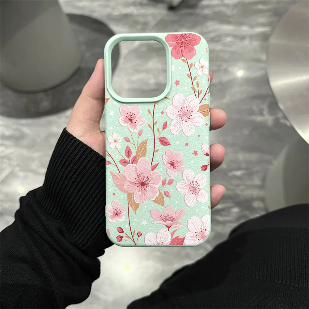 Aquarell-Kirschblüten-Handyhülle für iPhone 17 16 15 14 13 12 Pro Max 16 15 14 Plus 17 16 15 Pro 17Air Silikon-Matt-Hülle – Detail 10