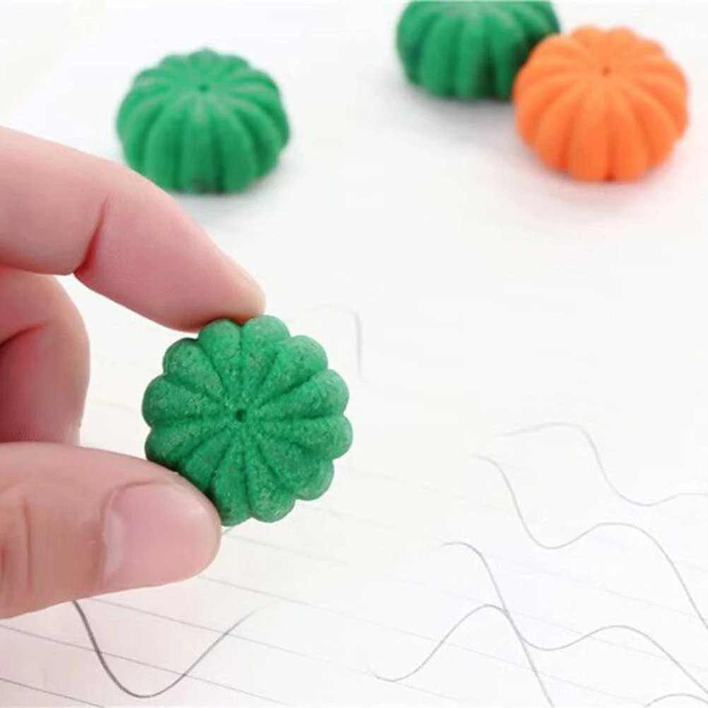 

12 Pcs Pumpkin Eraser Set Rubber Child Erasers Mini Halloween Draw Green Pumpkins Pencil s Cartoon for School