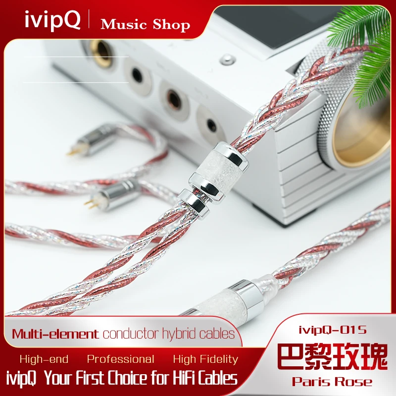 ivipQ-01S Paris Rose Flagship Earphone Upgrade Cable Multi-element Conductor IEM Wire 4.4mm/MMC/2PinX/0.78 for THIEAUDIO Origin