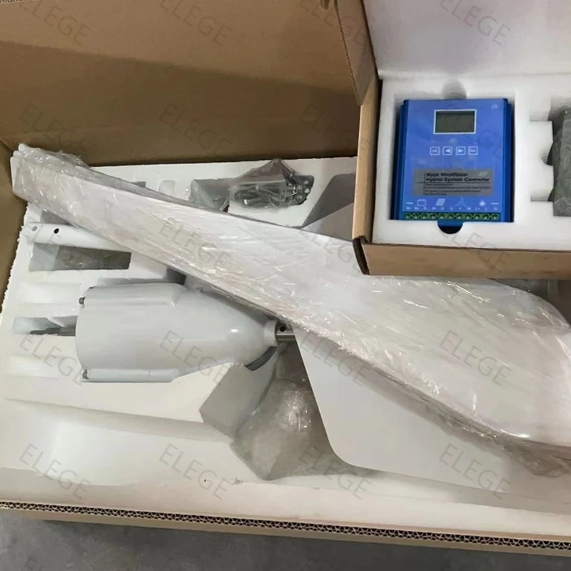 Elege Small Home Wind Turbine System 1KW 48V-380V Horizontal Wind Mill Power Generator