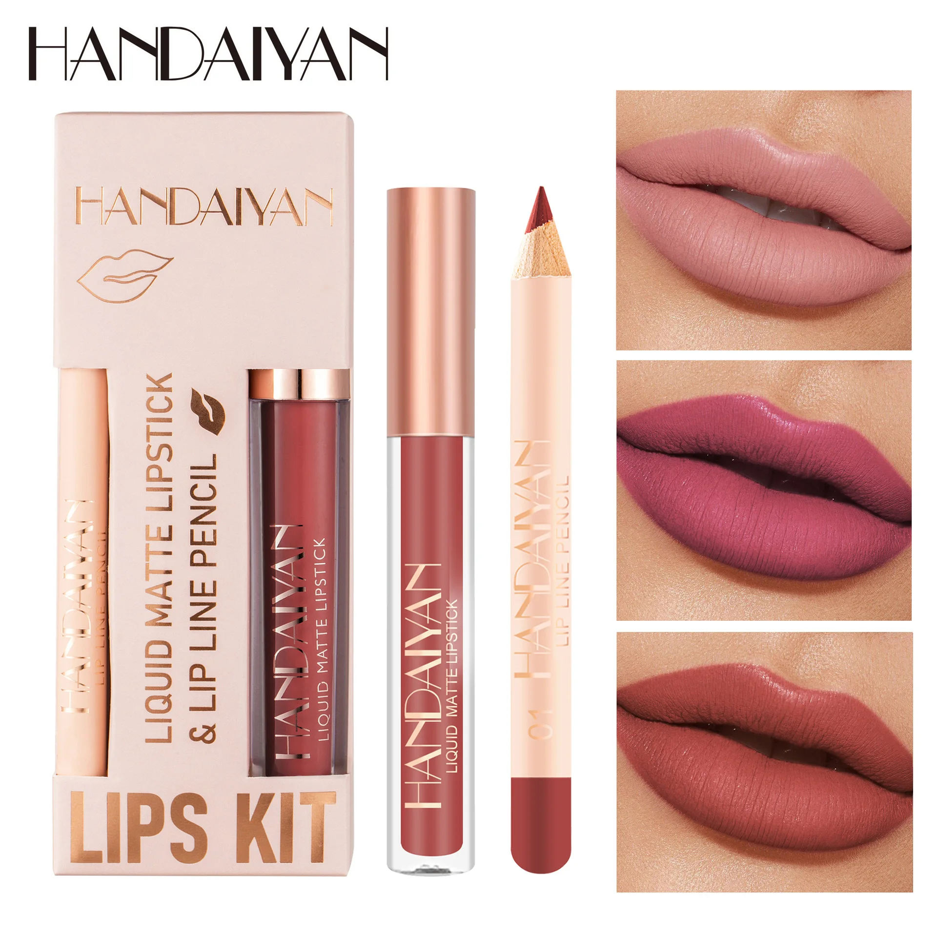 Handaiyan 12 Kleuren Vloeibare Lippenstift En Lipliner Potlood Kits Matte Lipgloss Lipliner Sets Make-Up Voor Vrouwen Schoonheid Lippenstift