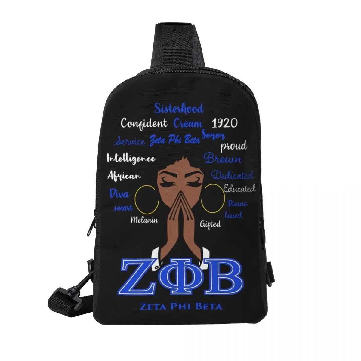 

Zeta Phi Beta ZPB Sorority Crossbody Sling Backpack Shoulder Sling Chest Bag Adjustable Travel Hiking Daypack Outdoor Women Men