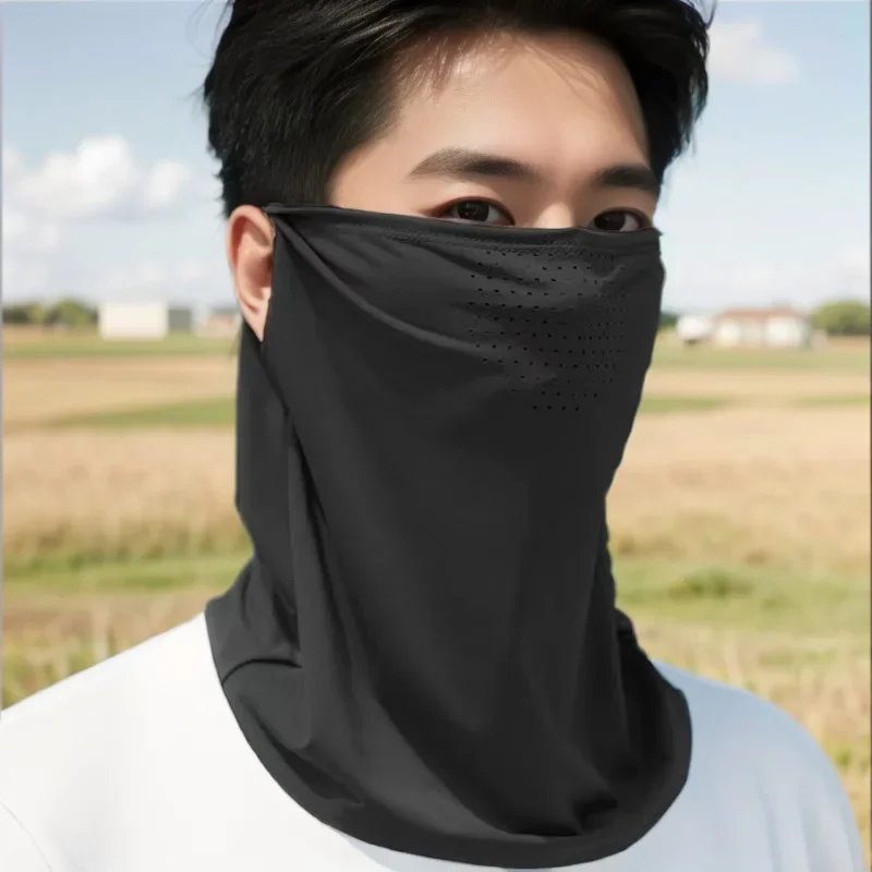 Ice Silk Sunscreen Mask Men Women Summer Neck UV Protection Face Cover Outdoor Sports Cycling Sun Proof Neck Wrap Cover Scarf