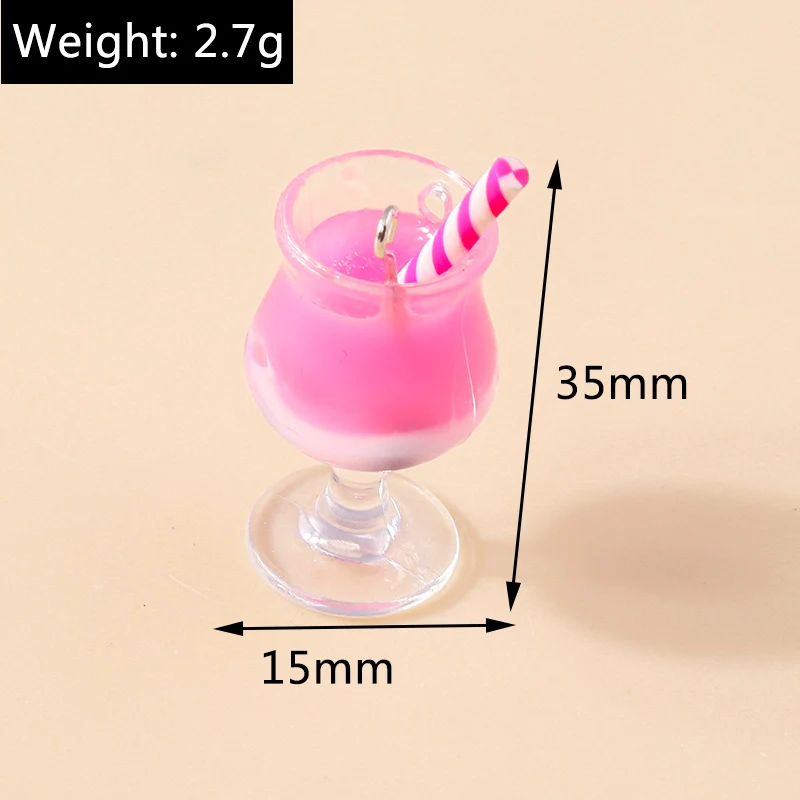 Leslie 10 Stück 35x15mm Niedliche Harz-Anhänger in Form von Sommergetränken und Milchtee-Tassen für Schmuckherstellung, Ohrringe, Halsketten, DIY-Bastelarbeiten – Detail 1