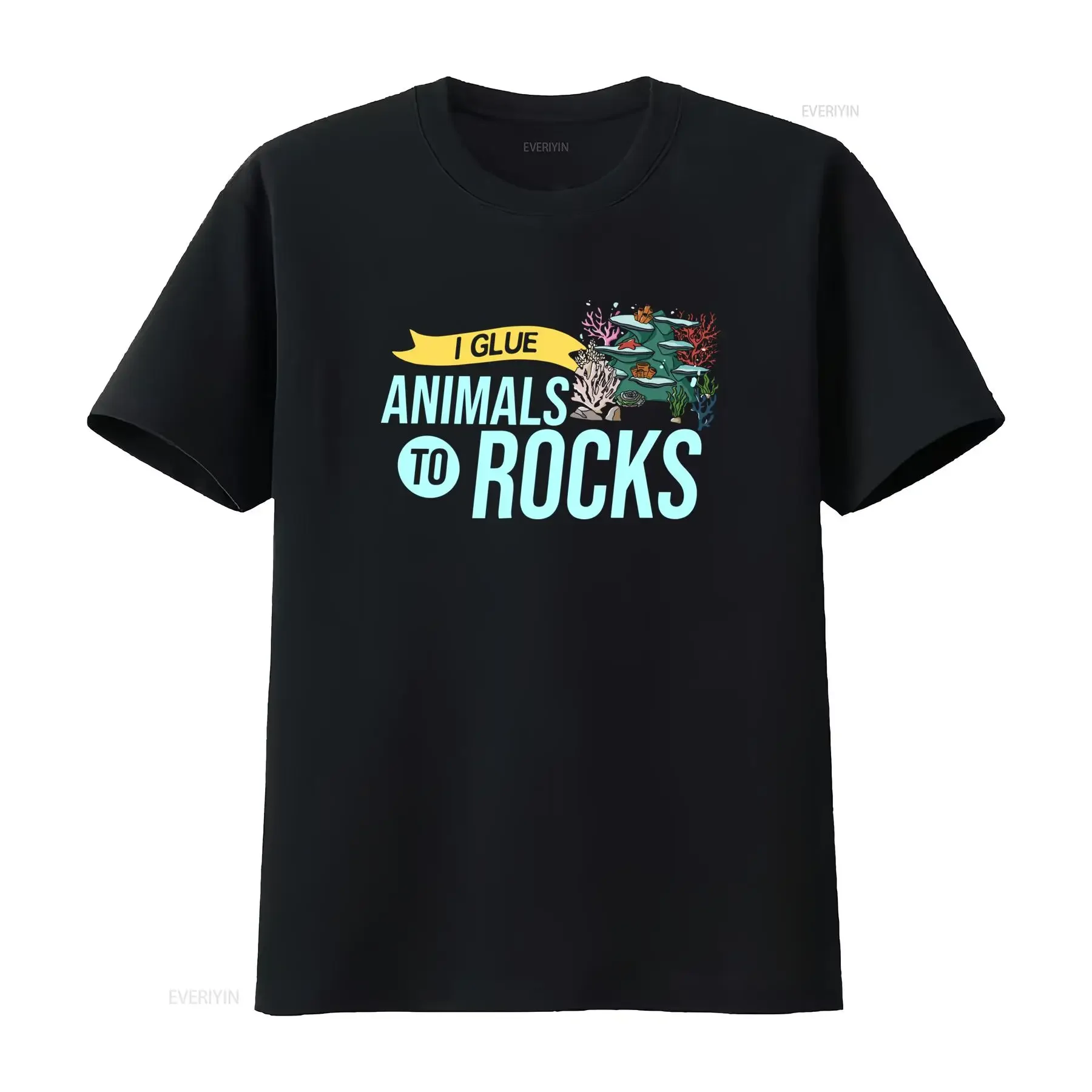 Funny Aquarium Hobbyist I Glue Animals To Rocks Coral Reef Print Casual T Shirt vintage Washed fashion homme