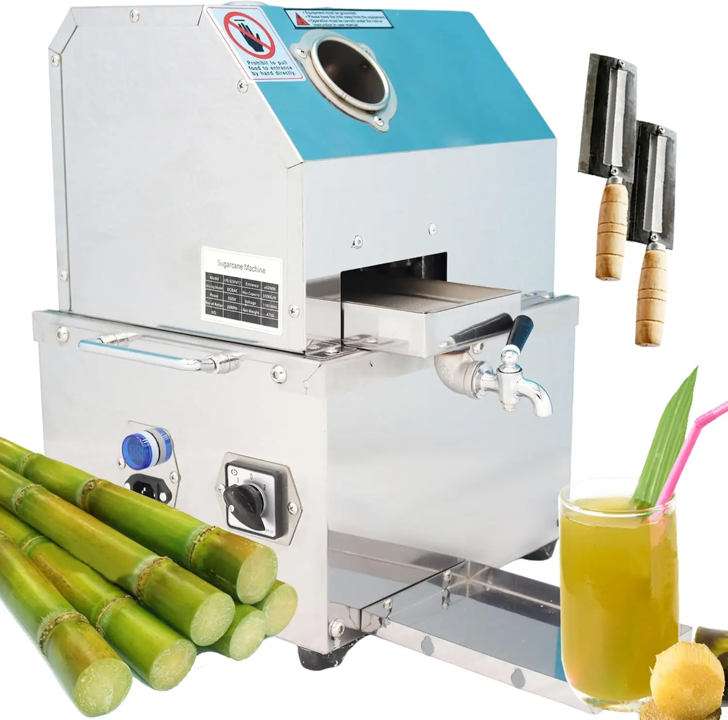 

Desktop Electric 3 Rollers Sugar Cane Juicer Stainless Steel Sugarcane Juice Extractor for Home Commercial Juicing