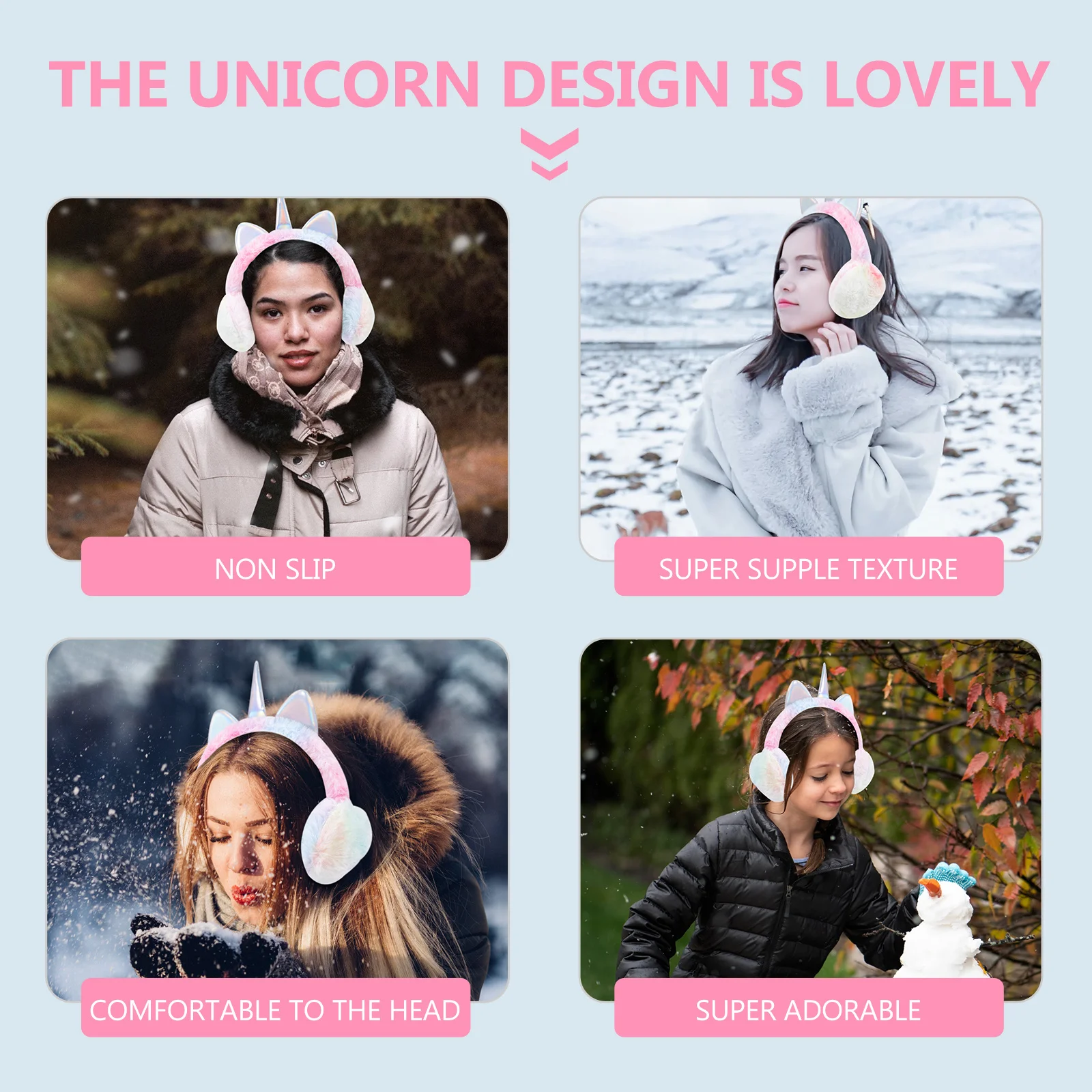 1 قطعة يفشل الترتر سباركلي يونيكورن تصميم غطاء للأذنين الدافئة للنساء الشتاء غطاء للأذن جميل الأذن دفئا هدية عيد #1