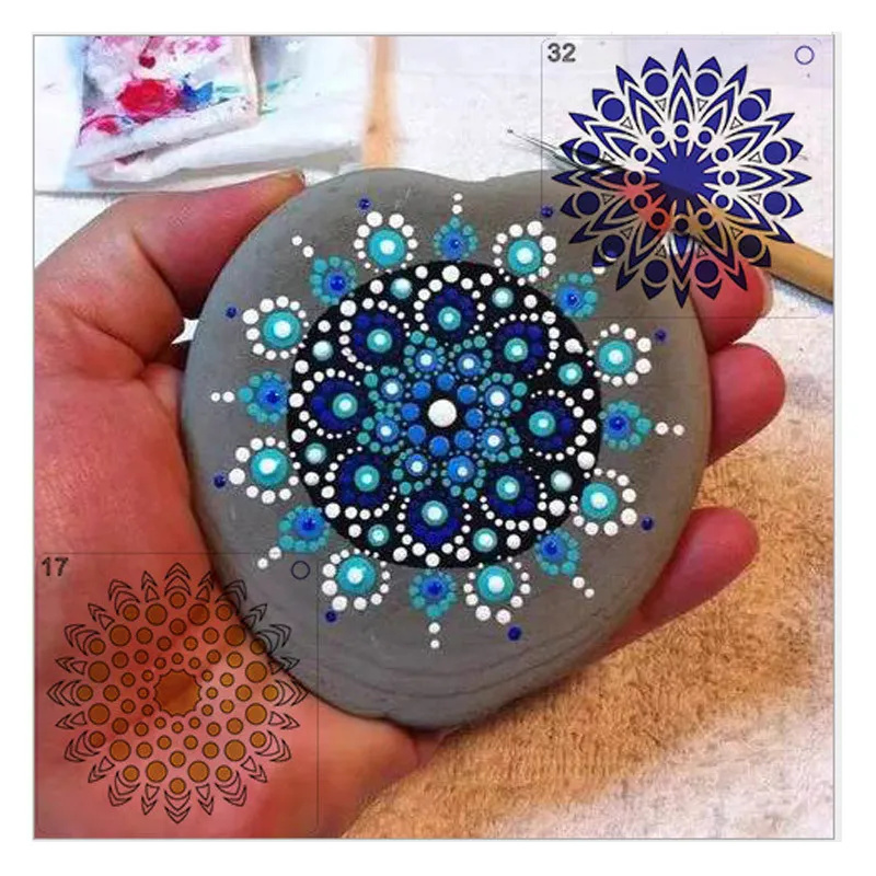 48pcs Mandala Drawing Templates Mandala Dot Painting Template Stencil for DIY Art Project Painting on Rock Wood Glass Metal Wall