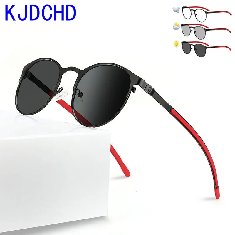 Fashion Blue Light Blocking and Photochromic Myopia Glasses Finished Anti-UV Round Prescription Eyewear Diopter 0 -0.50 To -6