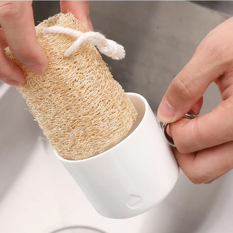 Loofah Bowl Brush Artifact Loofah Sponge Cleaning Tool Kitchen Dishwashing Cloth Absorbent Loofah Natural Rag