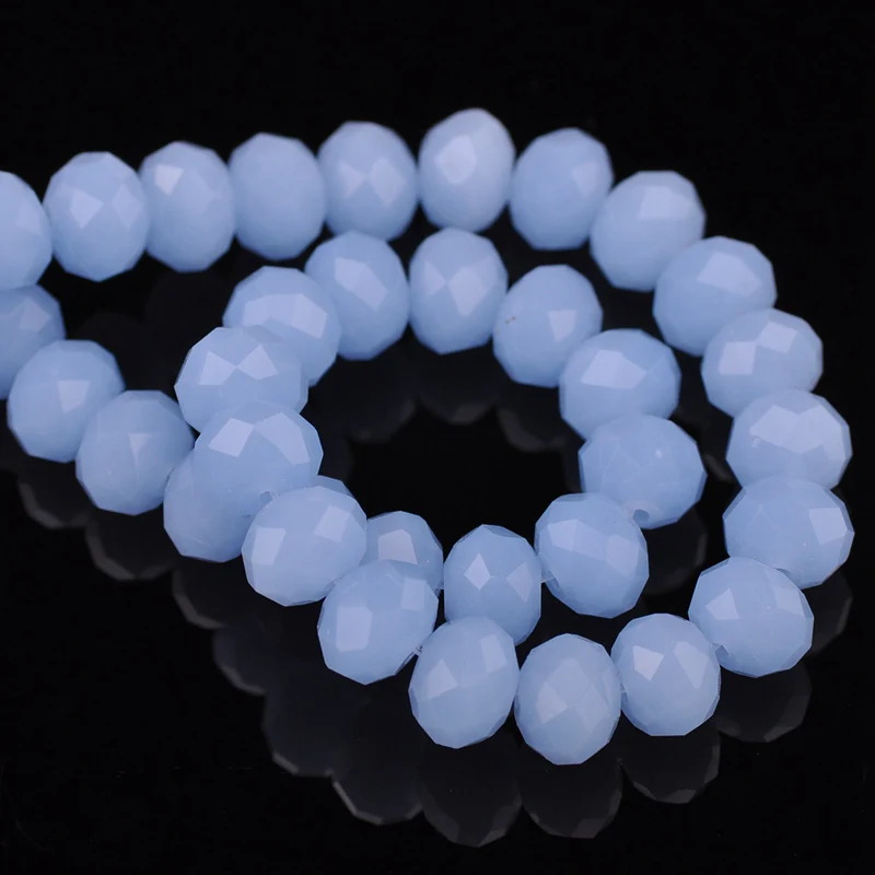 Rondelle Faceted Czech Crystal Glass Light Blue Color 3mm 4mm 6mm 8mm 10mm 12mm Loose Spacer Beads for Jewelry Making DIY