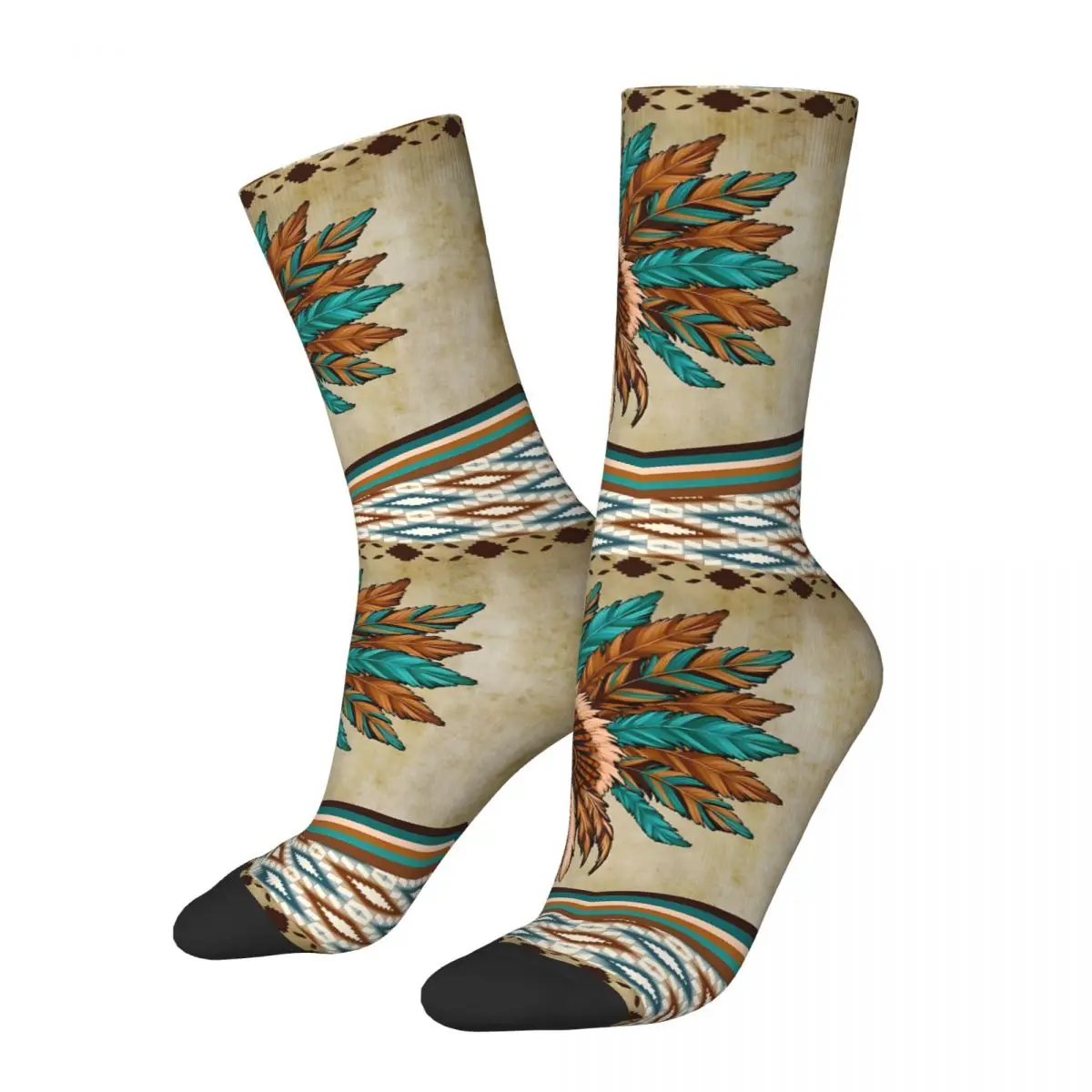 American Headdress Pattern Socks Gym 3D Print Boy Mid-calf Sock