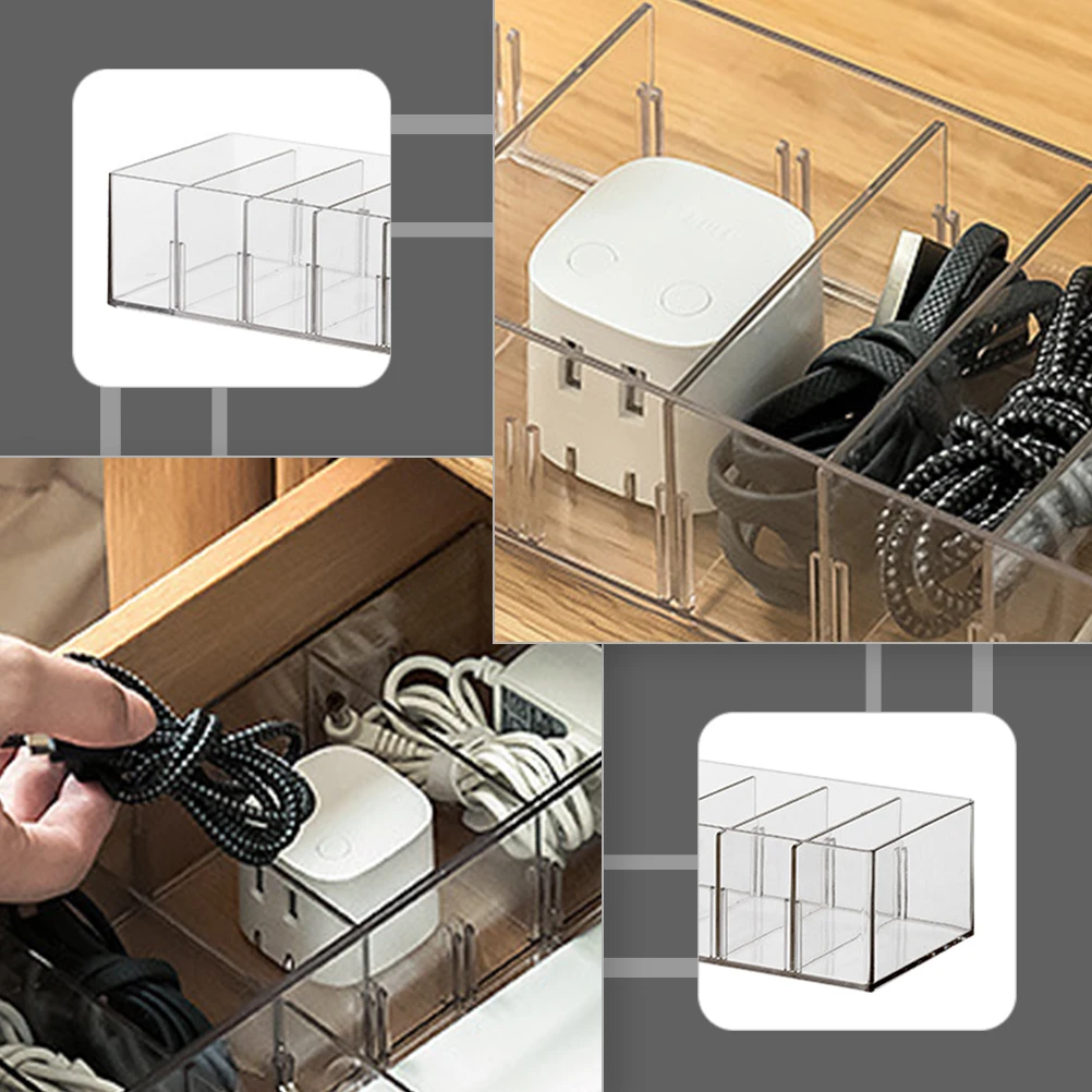 กล่องเก็บสายดาต้า 1 ชิ้น วัสดุ PET สำหรับจัดระเบียบสาย USB แบบหลายช่อง ใช้ได้ที่บ้าน สำนักงาน ห้องอ่านหนังสือ ห้องนั่งเล่น