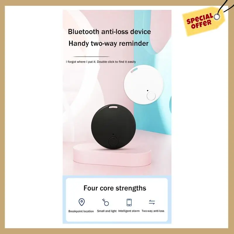 Bluetooth 5.0 Anti-Lost Device Mobile Bluetooth Wireless Smart Locator Pet Key Wallet Tracker White